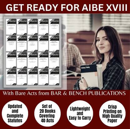 SET OF 20 BARE ACT ( Covering 40 Acts) For ALL INDIA BAR EXAMINATION (AIBE) - Strictly In Accordance With The Guidelines Issued By Bar Council Of India (Bare Acts Without Notes & Comments)