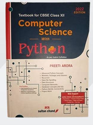 Textbook For CBSE Class 12th Computer Science With Python As Per Latest Syllabus By Preeti Arora