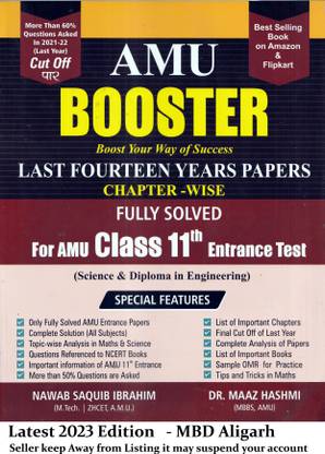 AMU Booster 11th Science Stream For Eleventh Entrance Chapterwise Solved Ppaer 2023 Edition