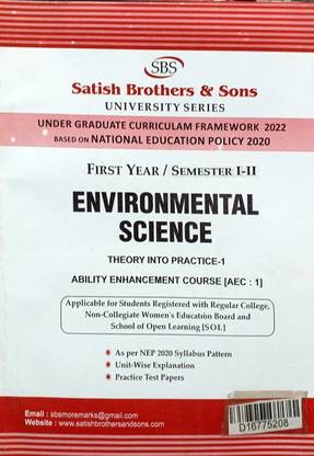 SBS Delhi University 1st Year Semester 1 & 2 Environmental Science Theory Into Practice AEC 1 NEP/UGCF Applicable SOL & Regular & NCWEB Previous Year Papers