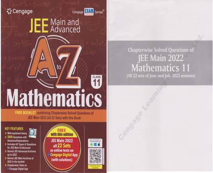 Cengage Jee Main And Advanced A To Z Mathematics With Chapterwise Solved Questions Of Jee Main 2022 (Set Of Two Books)For Class -11,