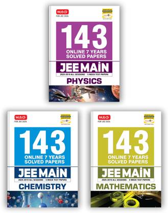 MTG JEE Main 7 Years (2025-2019) Physics, Chemistry & Mathematics All 143 Shifts Online Previous Years Solved Papers (PYQ Book) | 5 Mock Test Paper For 2026 Exams (Set Of 3)