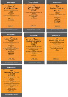Combo Of 7 Essential Bare Acts On Civil & Criminal Laws Code On Criminal Procedure, Indian Penal Code, Indian Evidence Act, Constitution Of India, Code On Civil Procedure, Commercial Courts Act,POCSO