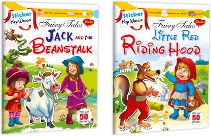 सेट ऑफ 2 स्टीकर एक्टिविटी बुक्स, स्टीकर की वर्ड्स फेयरी टेल्स, जैक एंड द बीनस्टॉक एंड लिटिल रेड राइडिंग हुड (विथ स्टीकर स्प्रेड शीट)