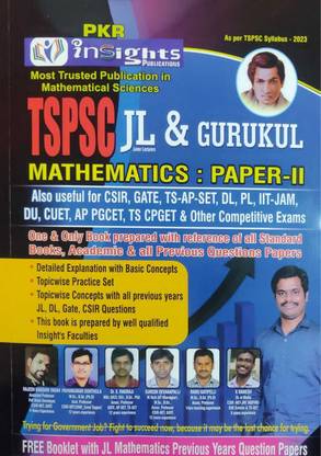 TSPSC JL & GURUKUL MATHEMATICS PAPER-2 By PKR Insights Publication In English Medium