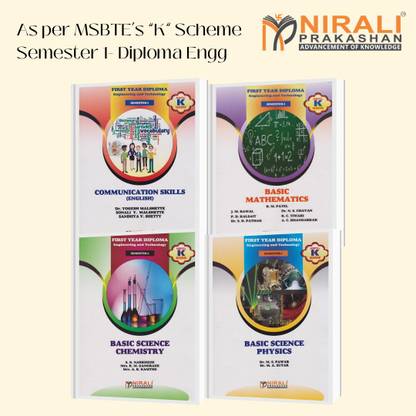 (Set Of 4 Books) FIRST YEAR DIPLOMA ENGINEERING (Common For All Branches) - Semester 1 – As Per MSBTE's ‘K’ Scheme Syllabus (Basic Science Physics, Chemistry, Basic Mathematics And Communication Skills English)