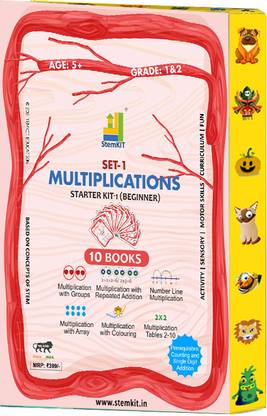 Learn Single Digit Multiplication 10 Workbooks- Beginner Kit | Learn To Multiply Single Digits With Groups, Skip Counting, Repeated Additions, Array, Number Line For UKG, Grade 1, Grade 2