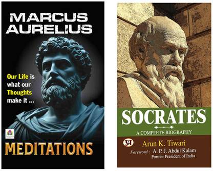 Meditations + Socrates | Timeless Wisdom For A Meaningful Life | Meditation | Purpose Of Life | Self-Improvement | Ancient Teachings | Spiritual Growth | Mental Clarity | Biography | Personal Development (Set Of 2 Books In English)