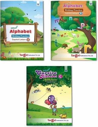 Alphabet Practice Books For Kids (Combo Of 3 Books Viz: Capital, Small And Cursive Writing)