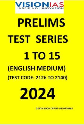 VISION IAS Prelims Test Series 1-15 (4126-4140) 2024 English Medium