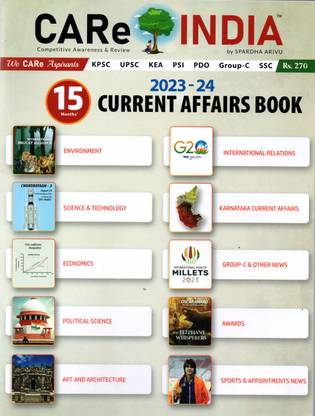 Care India -Current Affairs |15 Months, 2023-24| For KPSC.UPSC.KEA.PSI.PDO. Group-C.SSC |