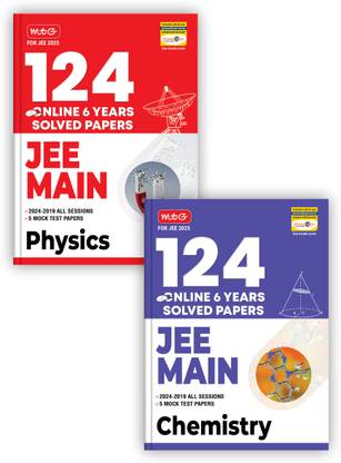 MTG 124 JEE Main Physics, Chemistry Online (2024-2019 All Session) 6 Previous Years Solved Papers (PYQ) For 2025 Exam | Get Free Access Of Smart Book With 5 Mock Test Paper (Set Of 2 Books)