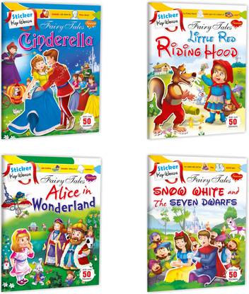Sticker Key Words Fairy Tales Cinderella, Little Red Riding Hood, Alice in Wonderland and Snow White and the Seven Dwarfs, pack of 4
