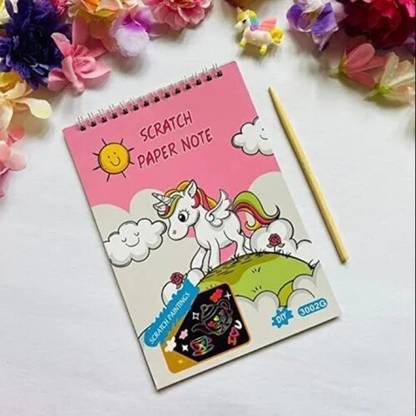 Amazing Unicorn Scratch Notebook For Kids With Scratching Tool Theme, Scrapbook Kit