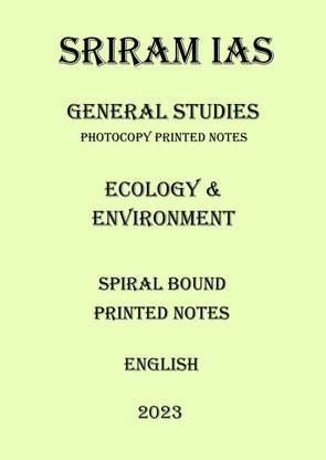 Sriram IAS Environment And Ecology Photocopy Printed Notes For UPSC Mains