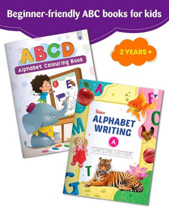 English Alphabet Writing, Drawing And Colouring Book For Kids | Capital Letters & First ABCD Drawing Book For Nursery, Pre School Children | Learn, Write, Practice, Draw And Color | Set Of 2 Books