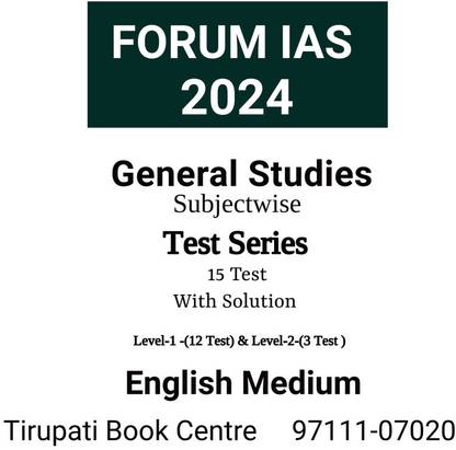 FORUM IAS Subjectwise General Studies Prelims Test Series 2024 Latest 15 Test With Solution LEVEL -1 -(12 TEST) & LEVEL -2-(3 TEST ) English Medium Civil Service Preparation Photocopy 2024