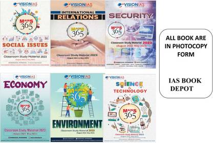 VISION IAS MAINS 365 Security,International Relations, Economy,Science Technology,Environment & Social Issues General Studies Classroom Study Material From Aug 2022 May 2023 Set Of 6 Books English Photocopy 2024