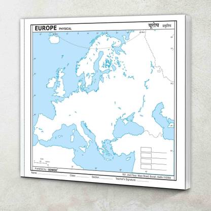 SMALL - 100 EUROPE PHYSICAL OUTLINE MAP FOR SCHOOL|Europe Physical Map For Students