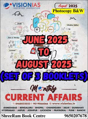 Vision IAS Monthly Magazine Current Affairs JUNE 2025 To AUGUST 2025 Latest | Set Of 3 Booklets | English Medium | For UPSC Civil Services Preparation 2025-26 | Photocopy B&W