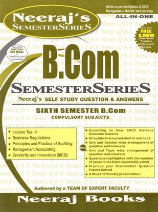 B.Com - 6th SEMESTER - Self Study Question And Answers - All In One |As Per New Syllabus Of CBCS Bangaluru North University|