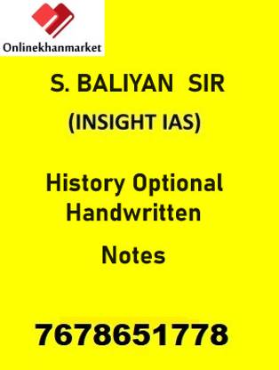 History Optional Handwritten Class Notes By S. Balyan Sir