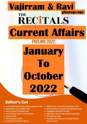 Vajiram & Ravi Recitals Monthly Current Affairs January To October 2022(Photocopy)