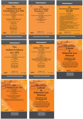 COMBO Of 9 Bare Acts ( Labour & Industrial Law, Company Law, Arbitration And Conciliation, Environmental Law, Criminology And Penology )