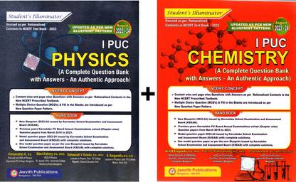 Jeevith 1st PUC - PHYSICS + CHEMISTRY|Set Of 2 Books|Student's Illuminators - A Complete Question Bank With Answers - An Authentic Approach|For 2023-24|