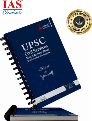 IAS CHOICE ™ UPSC Mains Answer Sheet. Premium UPSC Mains Answer Writing 200 Pages ( Back To Back) Wiro Metal Spiral Binding 80 GSM Premium Paper According To Lastest UPSC Mains Answer Sheet