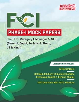 FCI Phase I 2022 Mock Papers Practice Book (English Printed Edition) By Adda247