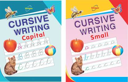 Unique CURSIVE WRITING - CAPITAL & CURSIVE WRITING - SMALL COMBO Books To Learn & Practice Writing Cursive Capital Letters And Small Letters 2-5-Year-Old Children - ABC Ka Kha Ga 123