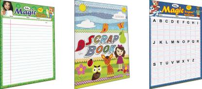 Magic Seet English Reusable Note Alphabet Small Letters, Cursive Letters, And Scrap Book, Pack Of-03