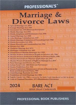 Marriage & Divorce Laws - BARE ACT - Latest 2024 Edition Professional