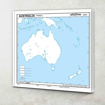 SMALL - 100 AUSTRALIA PHYSICAL OUTLINE MAP FOR SCHOOL|Exploring Australia: Compact Physical Outline Map For School