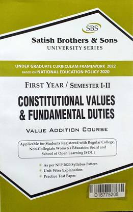 SBS Delhi University 1st Year Semester 1 & 2 Constitutional Values & Fundamental Duties VAC NEP/UGCF Applicable SOL & Regular & NCWEB Previous Year Papers