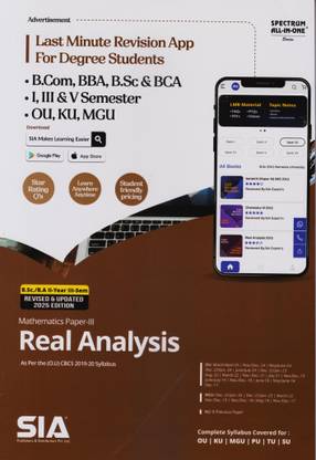 Real Analysis (Mathematics Paper-III) B.Sc/B.A II-Year III-Sem | As Per The O.U (CBCS) 2019-20 Syllabus | Revised & Updated 2025 Edition