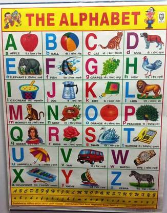 English Alphabet(A-B-C-D) Educational Wall Charts For Kids,LAMINATED,MULICOLOR