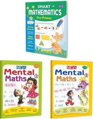 Smart Mathematics (Pre-Primer), New Mental Maths-1 (Two Colour) and New Mental Maths-2 (Two Colour) books for kids : Maths learning book for kids, Maths activity book for kids, Activity books for kids | Set of 3 Mental Math Activity books for kids.