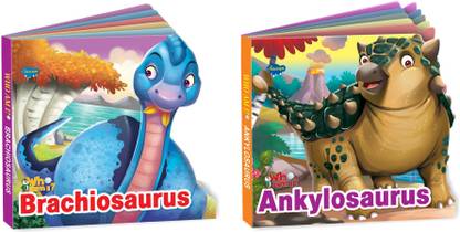 सावन प्रेज़ेंट सेट ऑफ 2 हू एम I स्टोरी बुक्स ऑफ ब्रैकियोसॉरस एंड एंकीलोसोरस | बोर्ड बुक