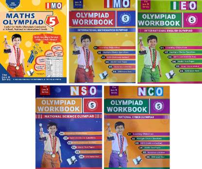 International Maths Olympiad (With OMR Sheet) & International English, Science, Cyber, Mathematics Olympiad Workbook Class -5