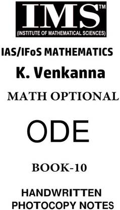 IMS Math ODE Handwritten Photocopy Printed Notes For IAS Mains