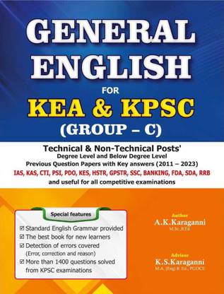 GENERAL ENGLISH FOR KEA & KPSC (GROUP - C) Technical & Non-Technical Posts
