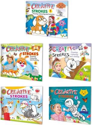 Sawan Creative Strokes, Drawing, Colouring And Activity — 1 To 5 | Set Of 5 Drawing, Colouring And Activity Books