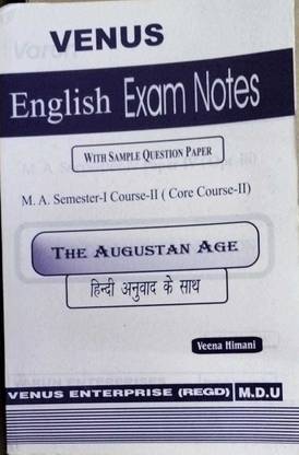 English Exam Noted The Augustan Age With Sample Question Paper M.A Semester I Course II (Core Course II)