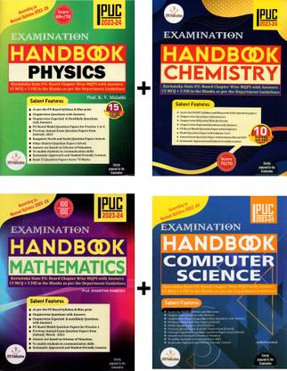 SPR 1st PUC Handbook - PHYSICS. CHEMISTRY. MATHEMATICS. COMPUTER SCIENCE|Set Of 4 Books|Chapter Wise MQPS With Answers - 15 MCQ + 5 Fill In The Blanks - 15 Solved Papers|For 2023-24|