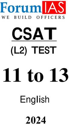 फोरम IAS PT L2 CSAT 11 टू 13 टेस्ट सीरीज़ इन इंग्लिश फॉर प्रीलिम्स 2024