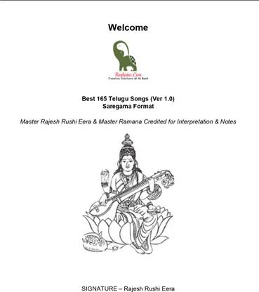 Piano Book (Spiral Bind) - Best 165 Songs - Rushisbiz Piano Notes (Telugu Ver 1.0) (Saregama Format) - Video Links+notes+scales - A4 Size