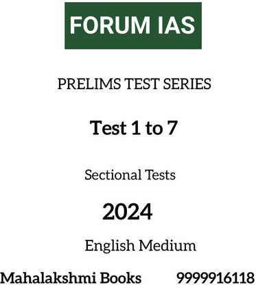 FORUM IAS Prelims Test Series Test 1-7 (2024) Sectional Tests