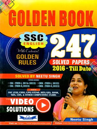 Golden Book English By Neetu Singh | SSC English With Golden Rules | 247 Solved Papers 2016 To Till Date Solved By Neetu Singh | With Video Solutions
